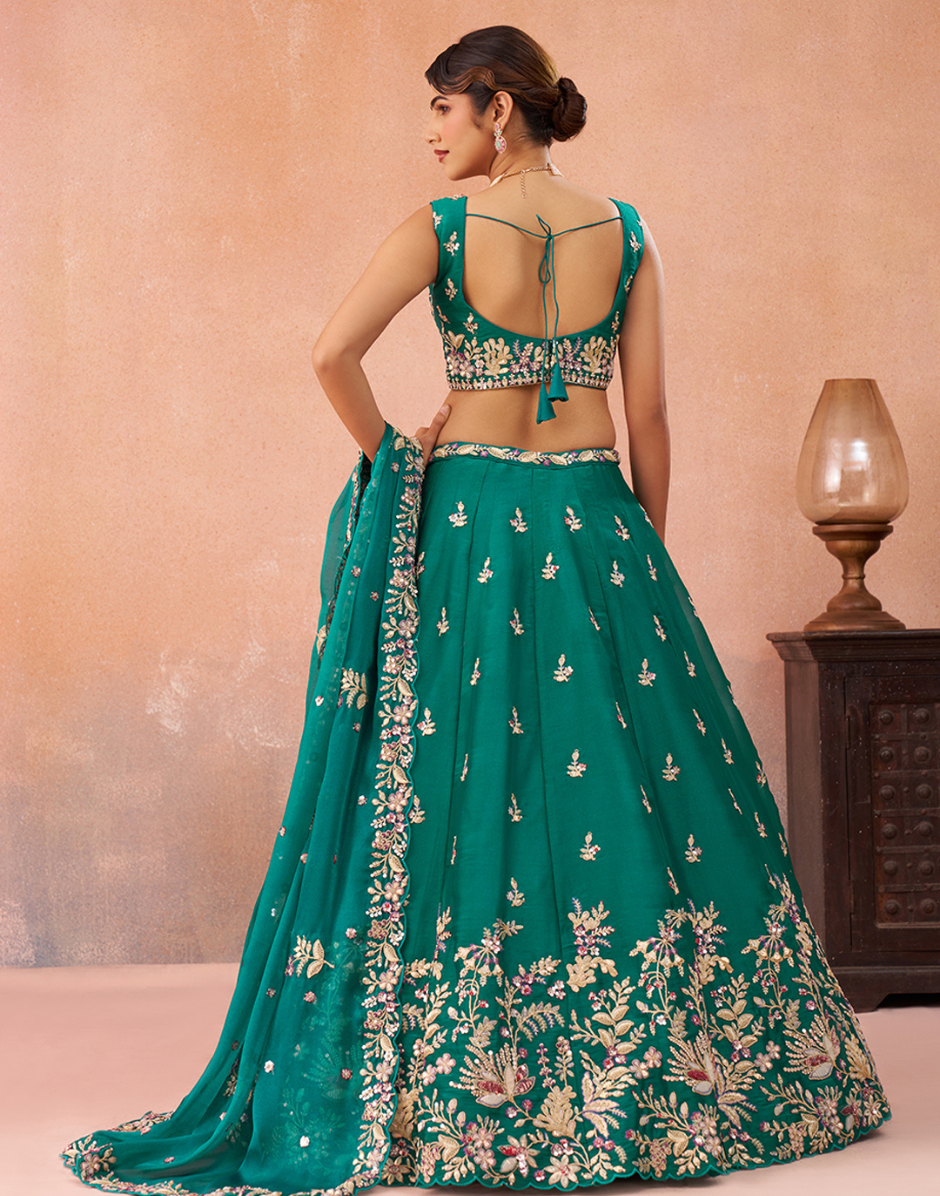 Ethereal Tissue Lehenga with Sparkling Sequins & Zari Embroidery and Flowing Dupatta