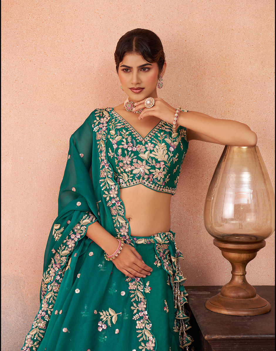 Ethereal Tissue Lehenga with Sparkling Sequins & Zari Embroidery and Flowing Dupatta_3