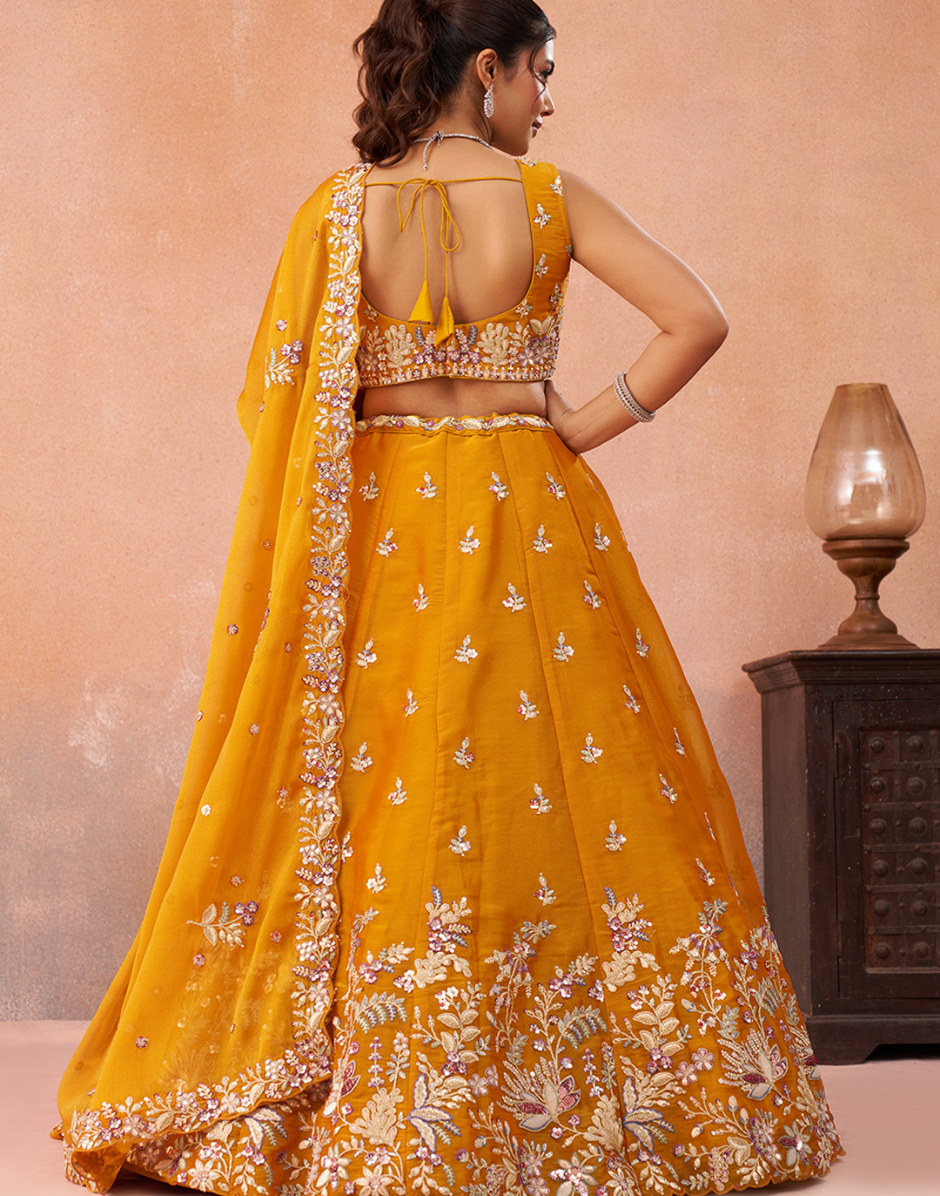 Ethereal Tissue Lehenga with Sparkling Sequins & Zari Embroidery and Flowing Dupatta_5