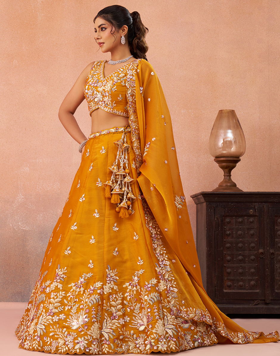 Ethereal Tissue Lehenga with Sparkling Sequins & Zari Embroidery and Flowing Dupatta_6