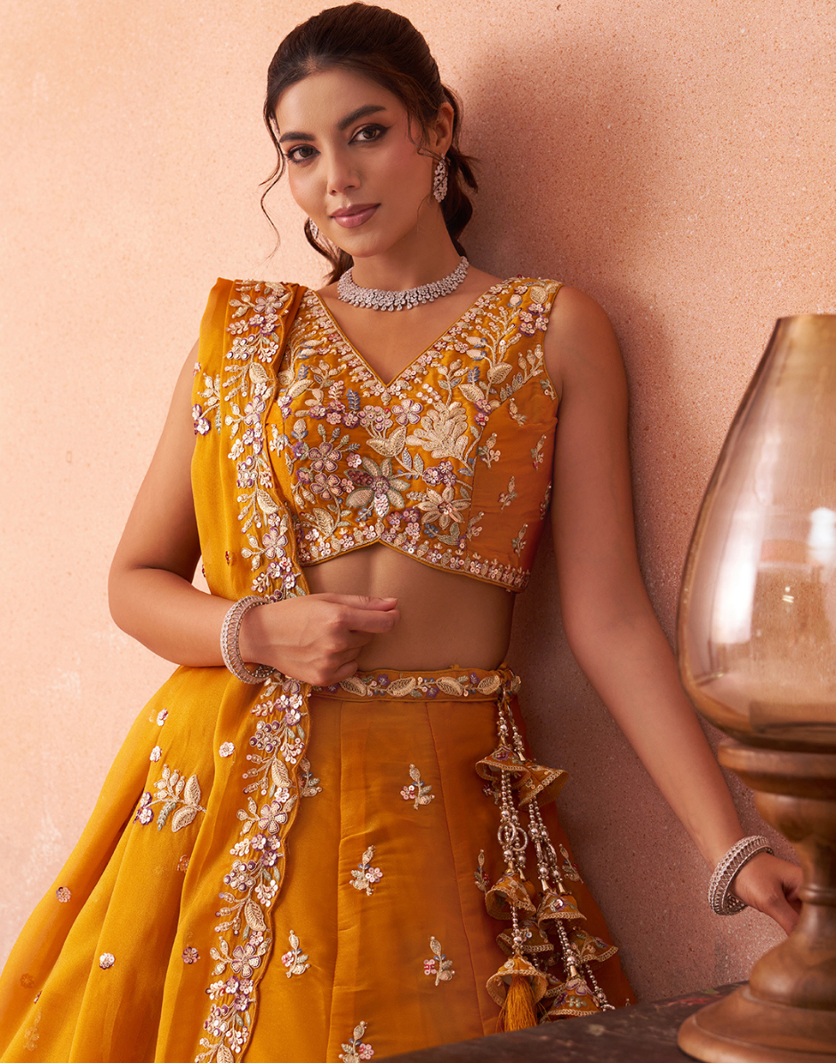 Ethereal Tissue Lehenga with Sparkling Sequins & Zari Embroidery and Flowing Dupatta_7