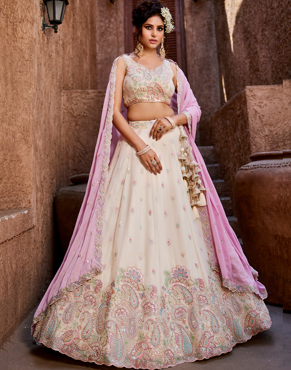 Exquisite Georgette Sequin Embroidered Stitched Lehenga Choli with Dupatta Elegant Wedding & Festive Wear