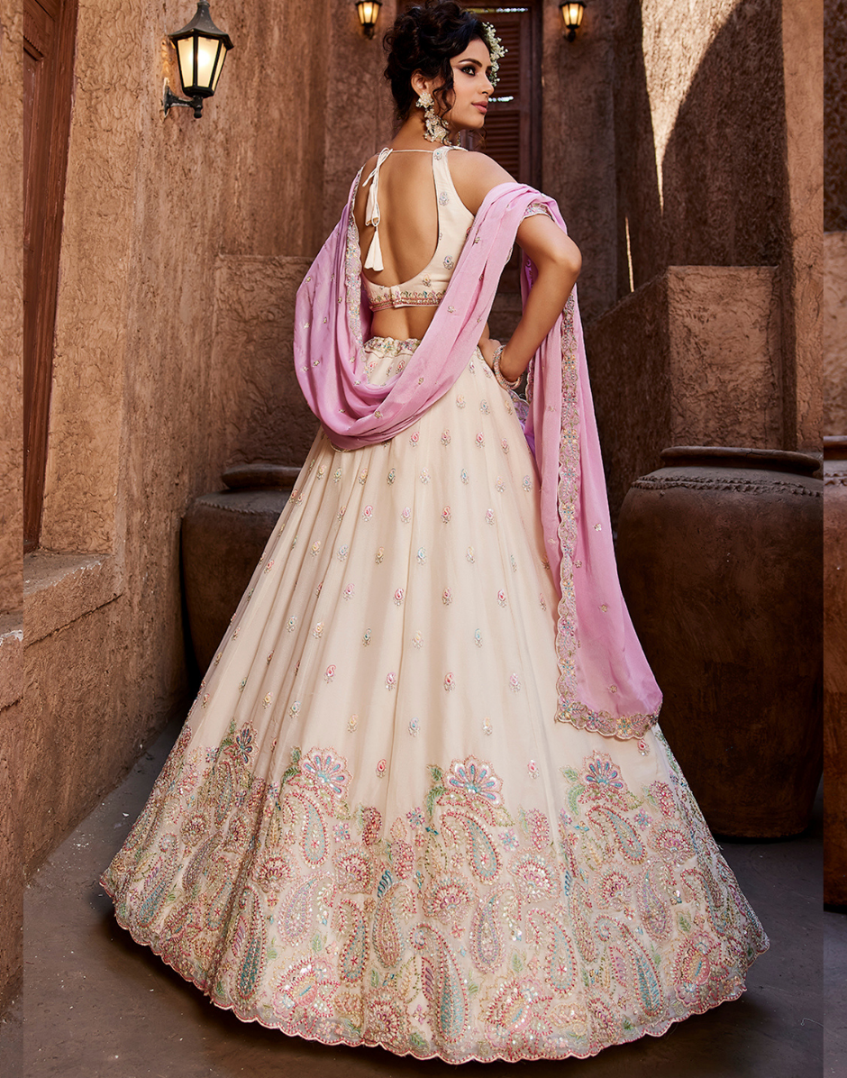 Exquisite Georgette Sequin Embroidered Stitched Lehenga Choli with Dupatta Elegant Wedding & Festive Wear