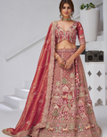 Exquisite Organza Tissue Bridal Lehenga with Temple and Cow Motifs Blouse & Dupatta Traditional Charm - Buy_2
