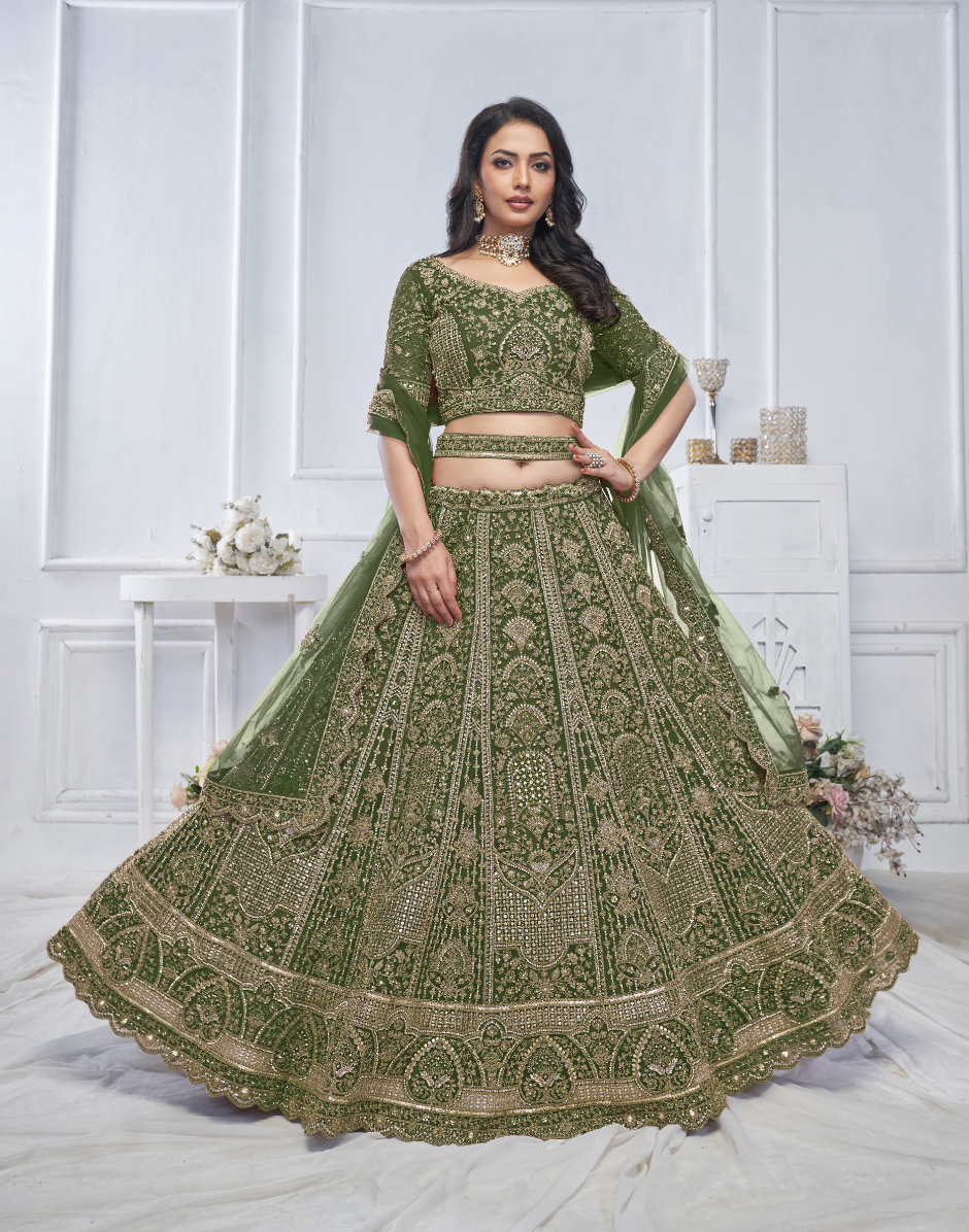 Exquisite Soft Net Embroidered Bridal Lehengas Perfect Blend of Elegance & Tradition