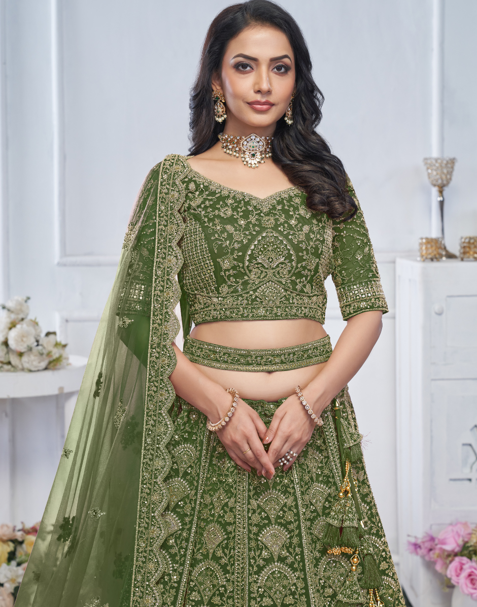 Exquisite Soft Net Embroidered Bridal Lehengas Perfect Blend of Elegance & Tradition