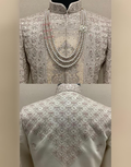 Fawn Embroidered & Embellished Sherwani Set for Groom and Wedding Occasions_1