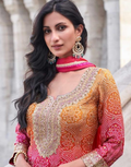 Festive Favorite Orange Pink Chinon Silk Palazzo Set with Embroidered Dupatta - Buy_1