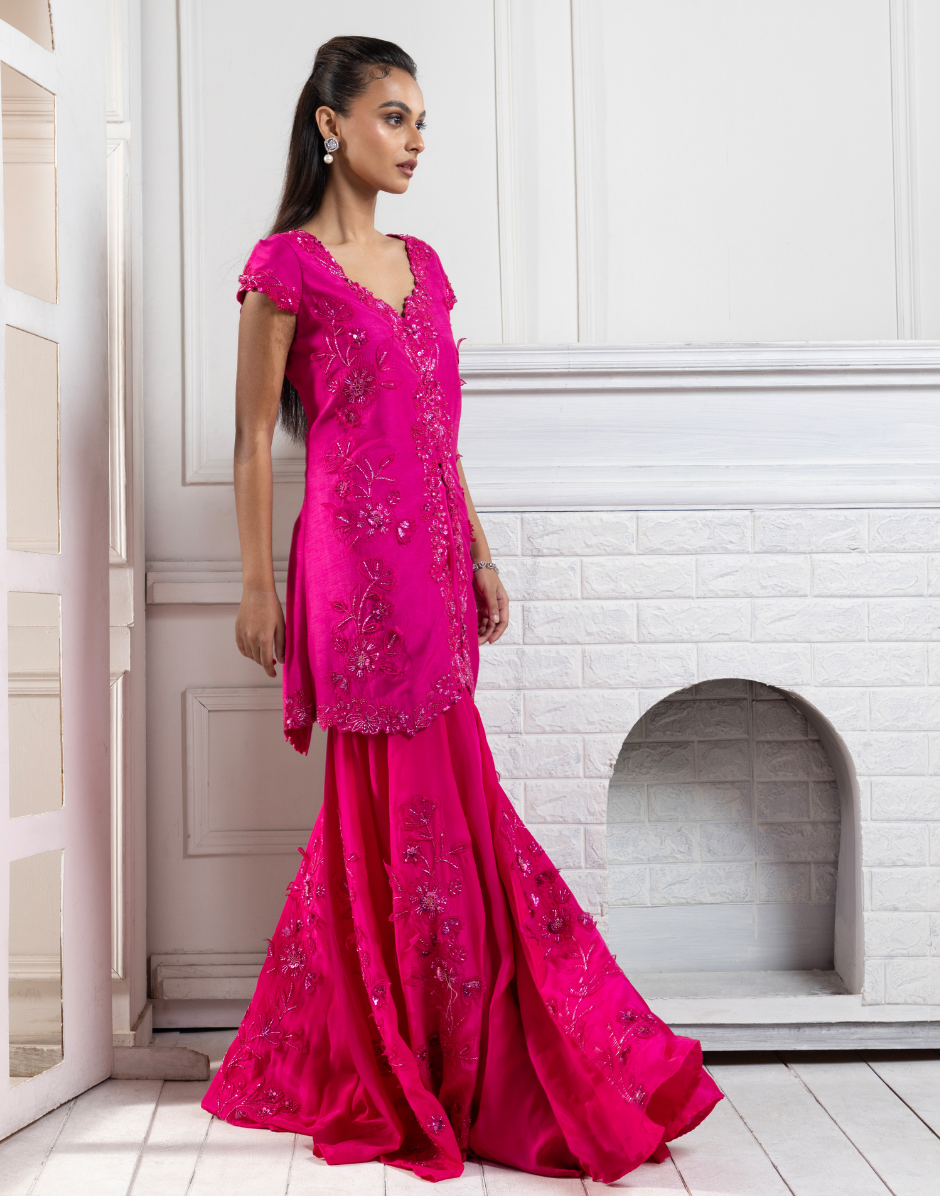 Fuchsia Bloom Ensemble Co-ord Lehenga Set