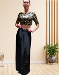 Fusion Fashion Black Embroidered Top Paired with Stylish Dhoti Bottom_1