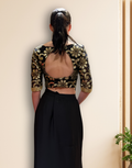 Fusion Fashion Black Embroidered Top Paired with Stylish Dhoti Bottom_3