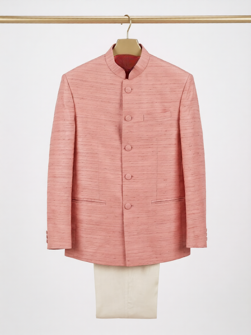 Bandhgala Linen Kurta Set for Men Wedding Wear