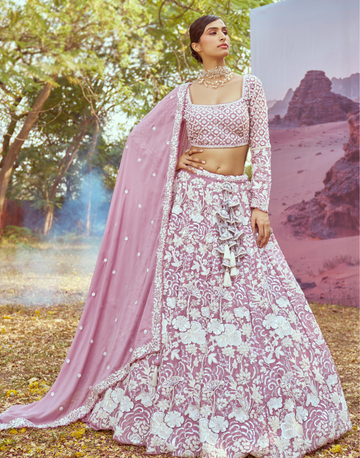 Georgette Lehenga Choli with Beads Embroidery & Dupatta Stunning Bridal & Festive Wear