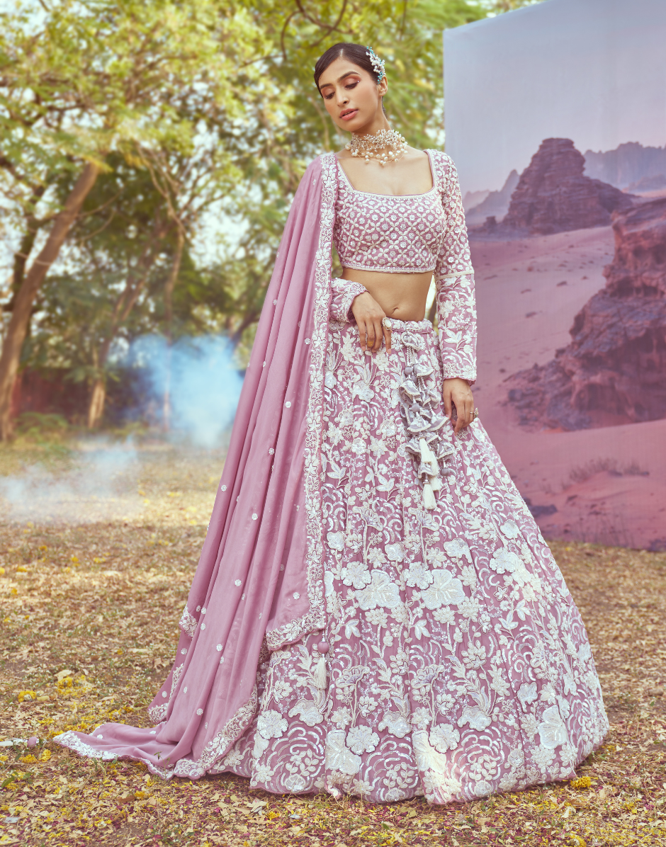 Georgette Lehenga Choli with Beads Embroidery & Dupatta Stunning Bridal & Festive Wear