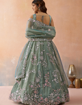 Glamorous Green Tissue Beads & Sequins Work Lehenga for Wedding & Party Wear_1