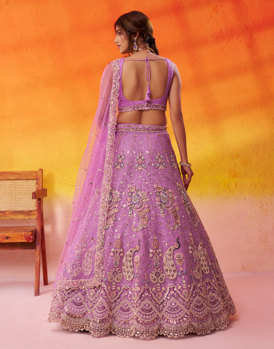 Glamorous Net Sequins Embroidered Lehenga Choli for Weddings & Parties - Buy_4