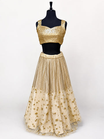 Gold Partywear Lehenga for Sangeet - RENT