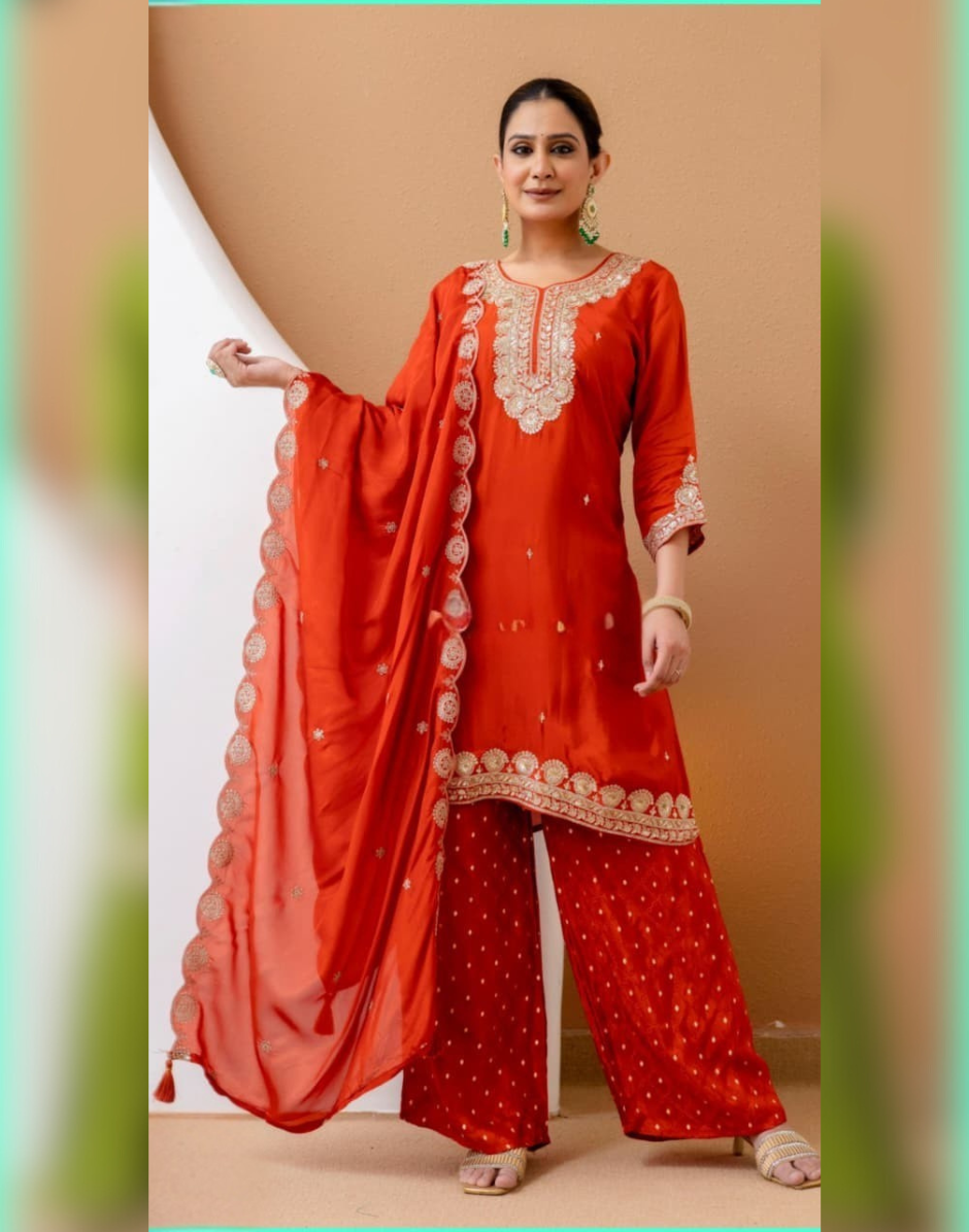 Graceful Crepe Embroidered Kurta Set with Pant & Dupatta - Buy_2