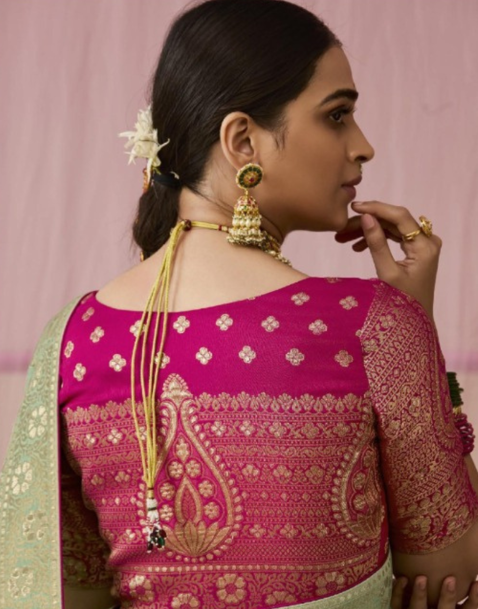 Graceful Dark Pink Silk Saree Dola Viscose with Detailed Flower Patterns