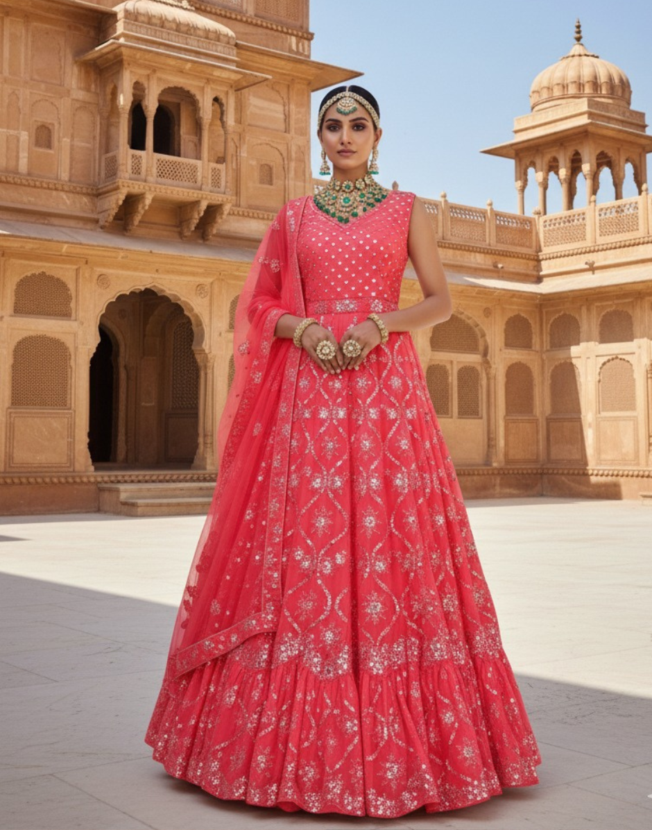 Graceful Georgette Sequin Embroidered Lehenga Blouse with Net Dupatta Party & Festive Wear - Buy