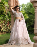Graceful Light Pink Embellished Lehenga Set Embroidered Blouse & Dupatta