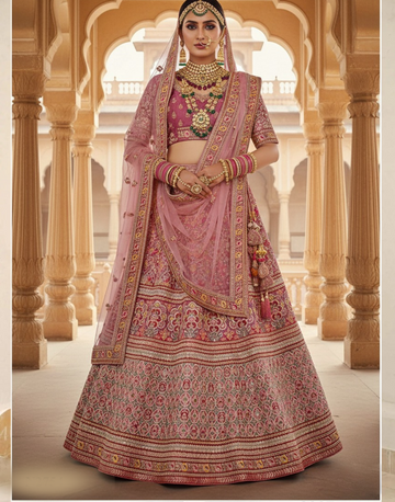 Graceful Mauve Velvet Lehenga with Beaded Embroidery & Dupatta Ethnic Occasion Wear - Buy