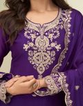 Graceful Purple Gota Patti Sharara Suit Embroidered Chinon Silk for Special Occasions_1