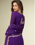 Graceful Purple Gota Patti Sharara Suit Embroidered Chinon Silk for Special Occasions_2