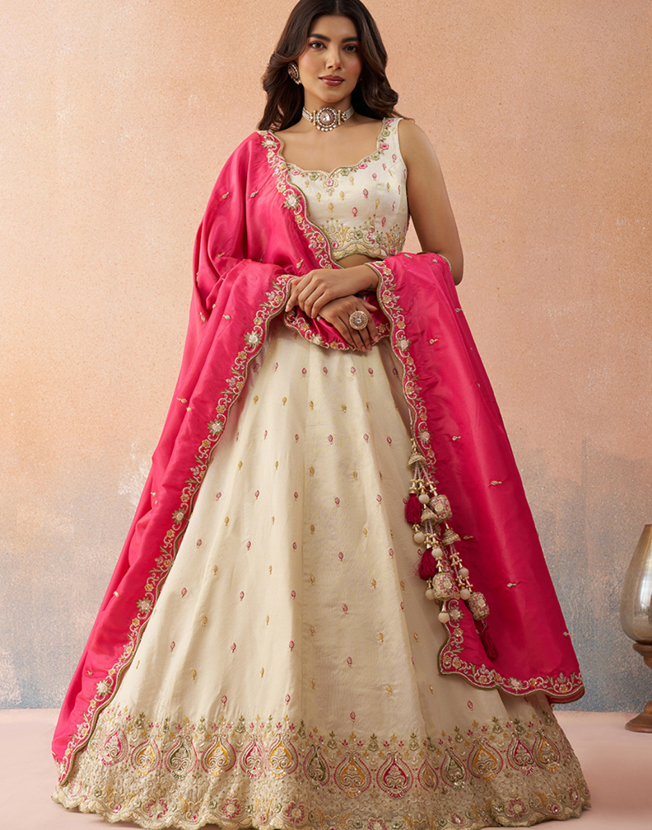 Graceful Silk Lehenga Set with Heavy Beads & Sequins Embroidery