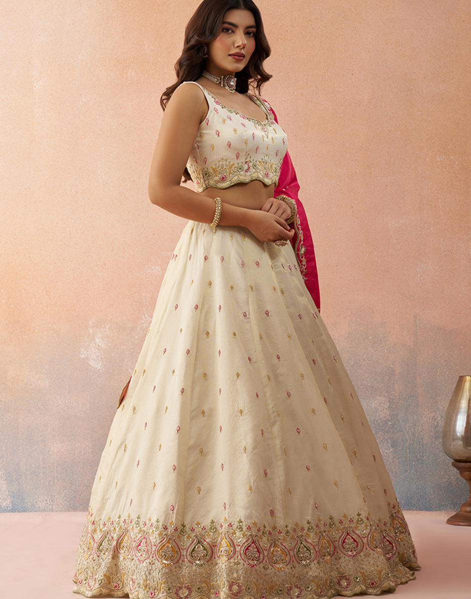 Graceful Silk Lehenga Set with Heavy Beads & Sequins Embroidery_1