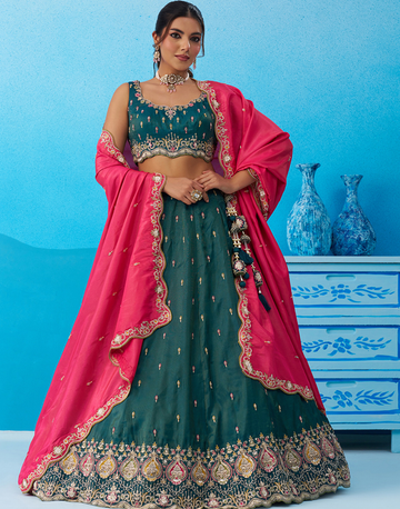 Graceful Silk Lehenga Set with Heavy Beads & Sequins Embroidery_10