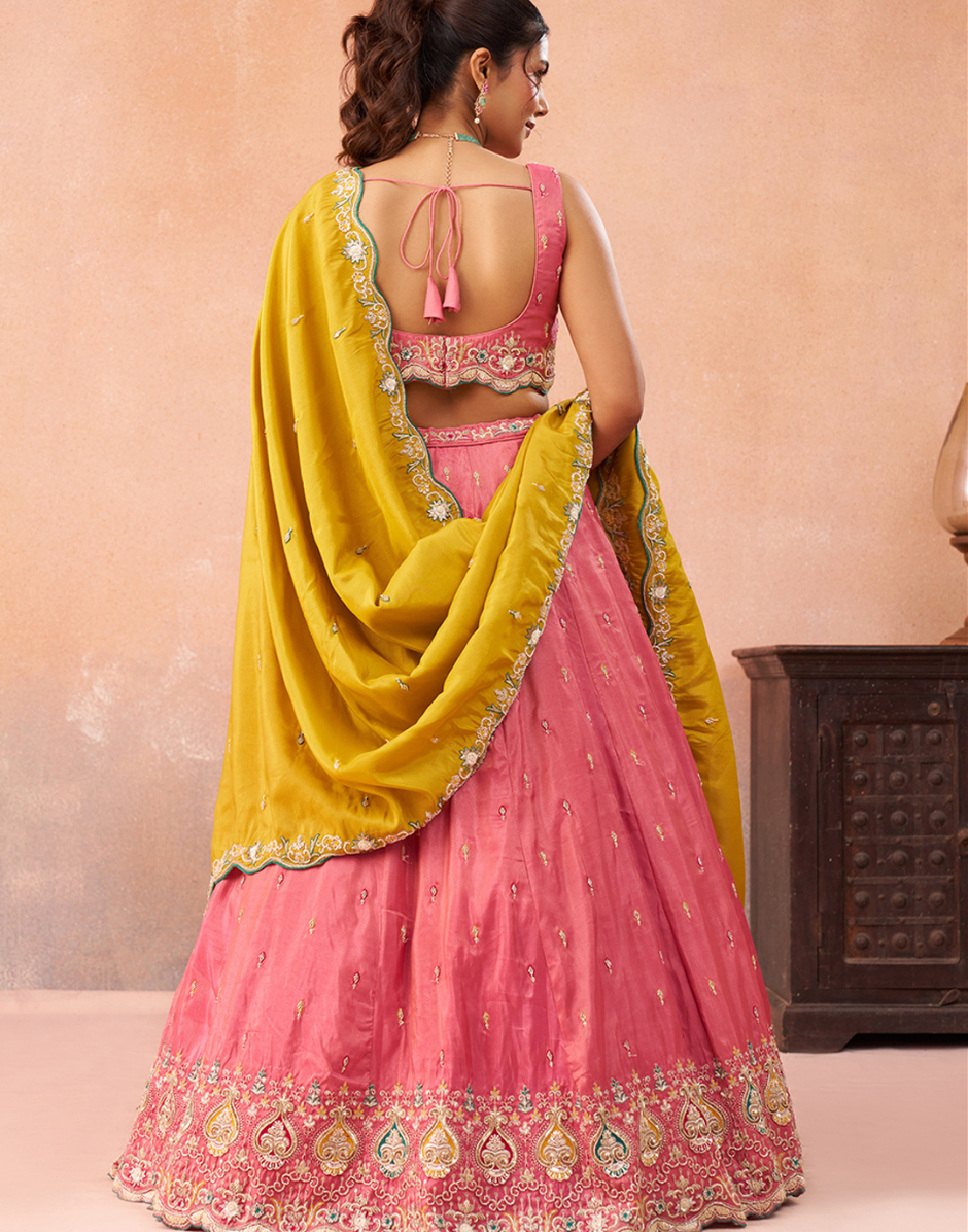 Graceful Silk Lehenga Set with Heavy Beads & Sequins Embroidery_5