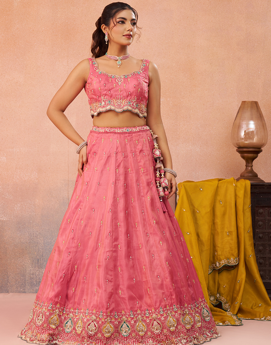Graceful Silk Lehenga Set with Heavy Beads & Sequins Embroidery_6