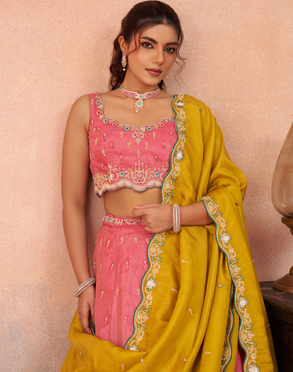Graceful Silk Lehenga Set with Heavy Beads & Sequins Embroidery_7