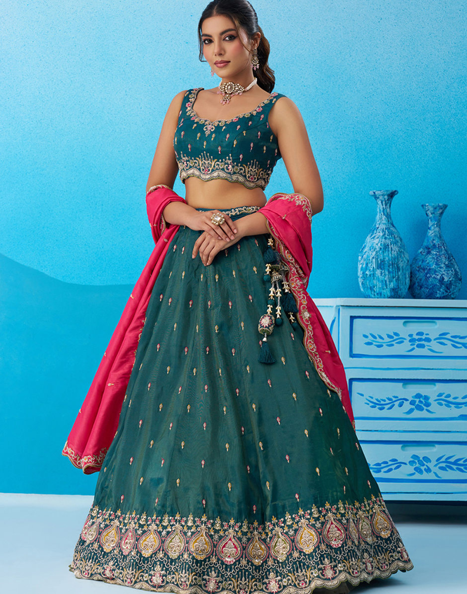 Graceful Silk Lehenga Set with Heavy Beads & Sequins Embroidery_8