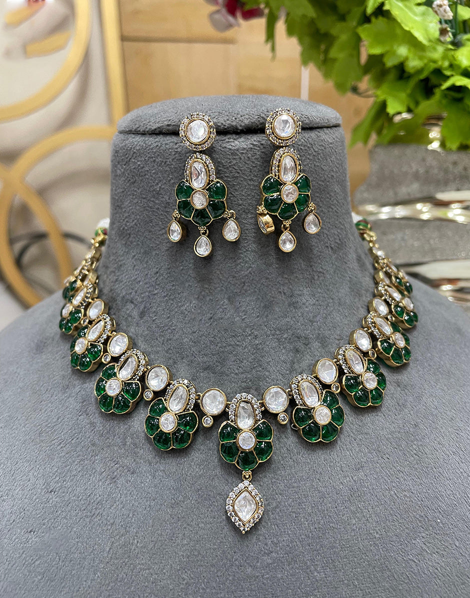 Green Kundan Necklace and Earrings for Traditional Indian Looks