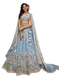 Grey Tissue Fabric with Sequinse & Thread embroidery Lehenga choli & Dupatta