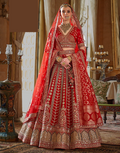 Handcrafted Art Silk Lehenga Set with Pearl, Zari & Sequin Detailing Net Dupatta Ensemble - Buy