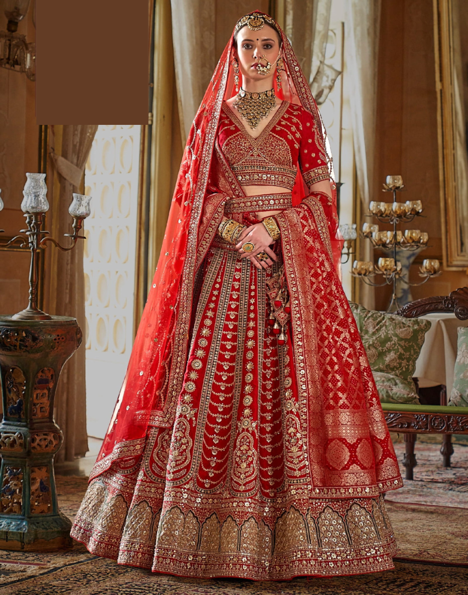 Handcrafted Art Silk Lehenga Set with Pearl, Zari & Sequin Detailing Net Dupatta Ensemble - Buy