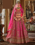Handcrafted Art Silk Lehenga Set with Pearl, Zari & Sequin Detailing Net Dupatta Ensemble - Buy_1