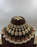 Handcrafted Moissanite Kundan & Pearl Choker Luxe Bridal Necklace Set_2