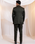 Hunter Noir Dark Green Embellished Three-Piece Suit Beaded Blazer, Satin Waistcoat & Tailored Pants_2