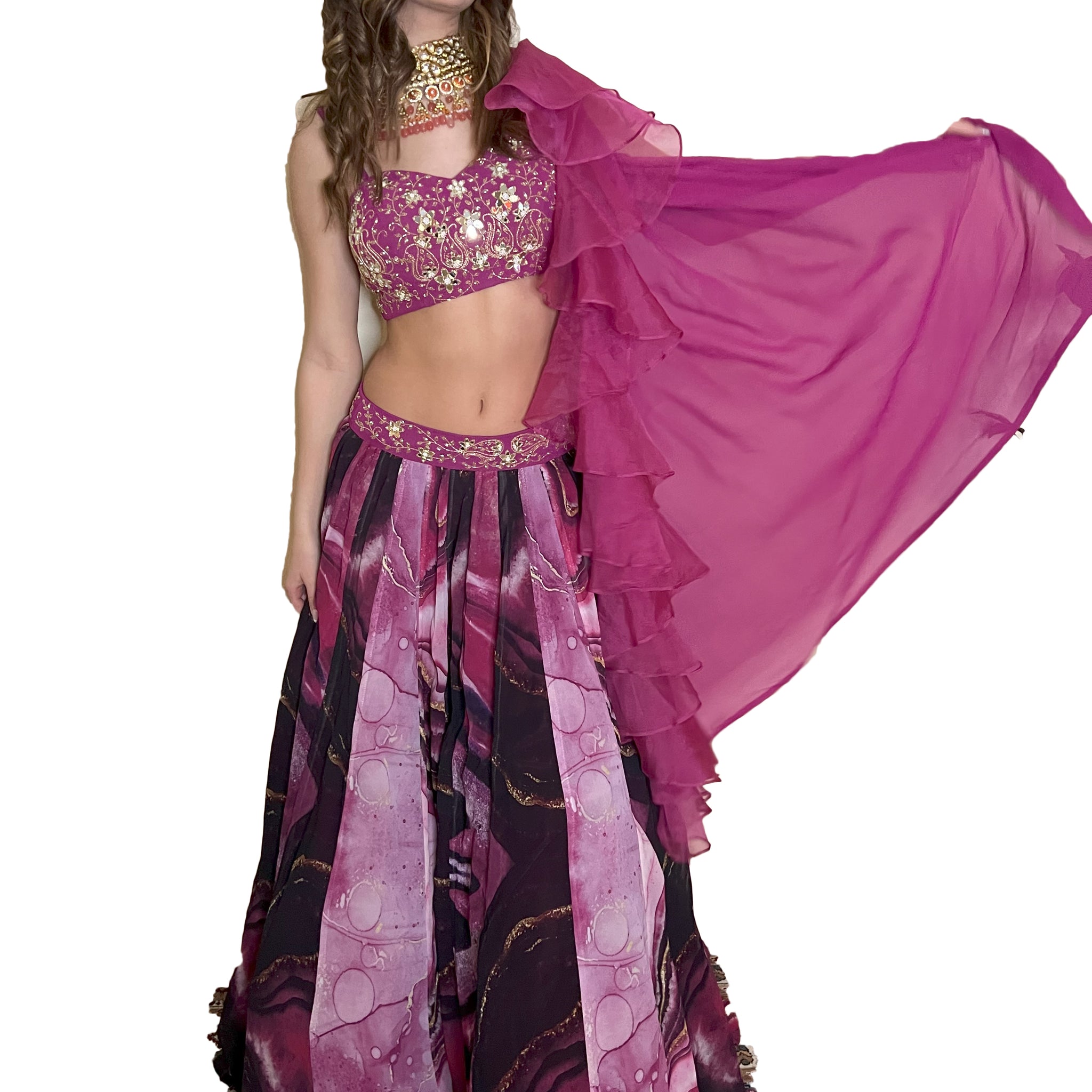 Elegant Pink colored Lehenga choli set - Rent