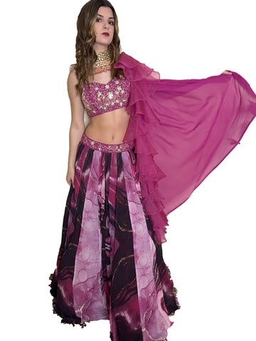 Elegant Pink colored Lehenga choli set - Rent