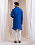 Inle Shadow Blue Kurta Pant Set Serene Pond-Inspired Design with Elegant Shell-Pattern Embroidery_1