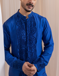 Inle Shadow Blue Kurta Pant Set Serene Pond-Inspired Design with Elegant Shell-Pattern Embroidery_2