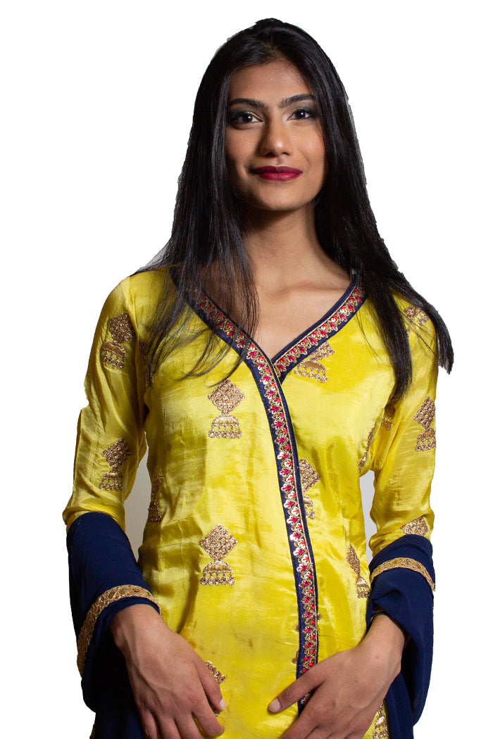 Sunlit Azure Exquisite Yellow and Blue Sharara Set - Clearance
