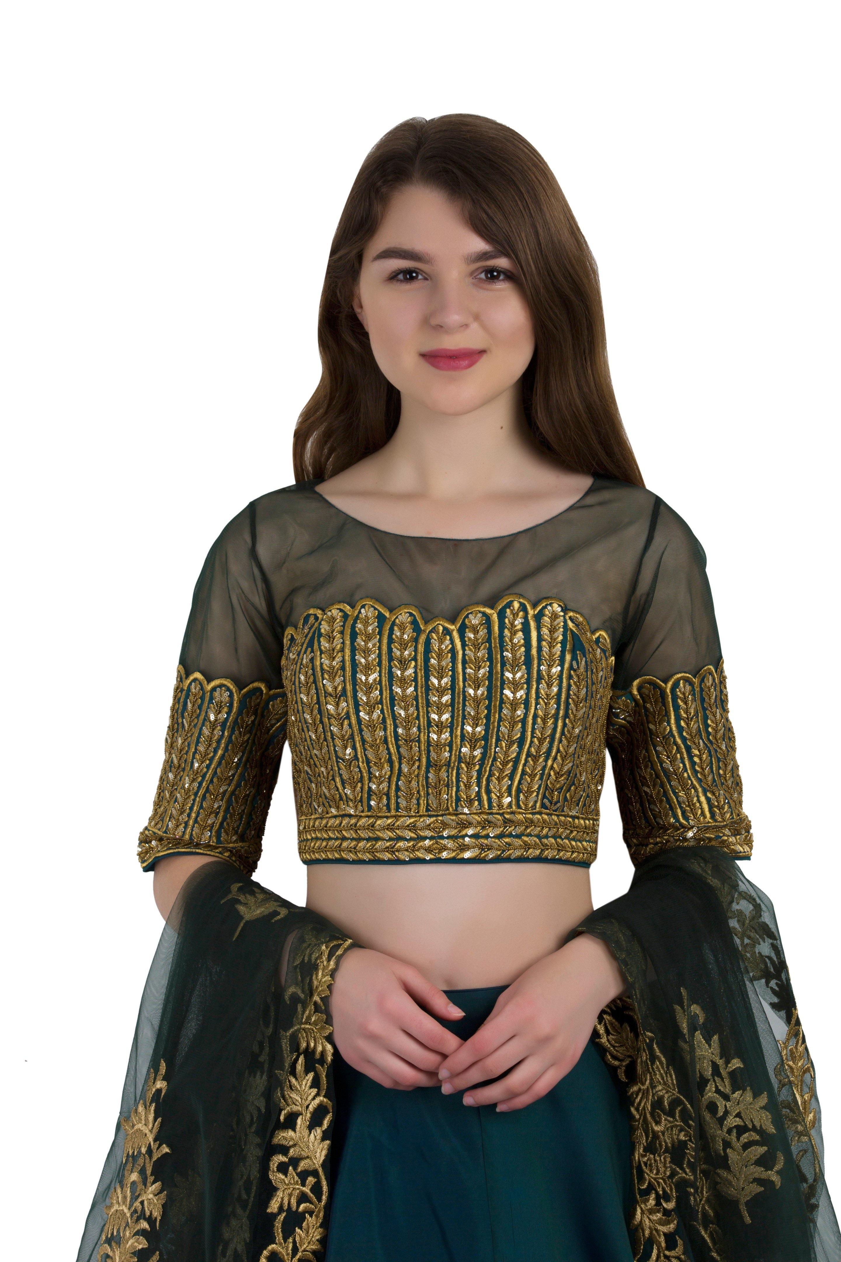 Buy Bridal Style Lehenga Choli - Green Stone Cording Lehenga Choli –  Empress Clothing