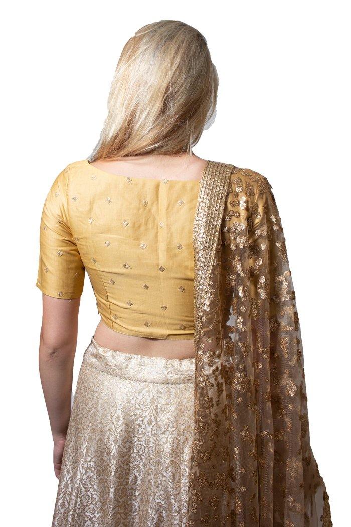 Rent Champagne and Ivory Beige Lehenga Choli-Women-Glamourental