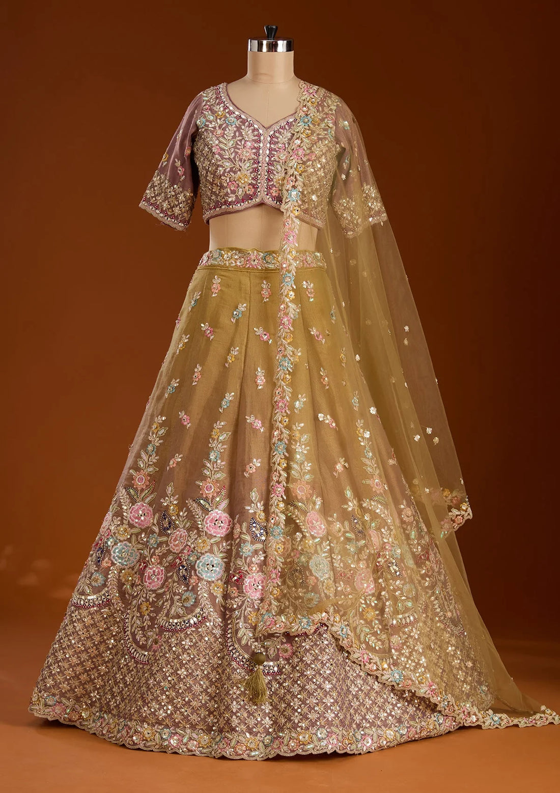 Lavender Threadwork Lehenga for Wedding - RENT